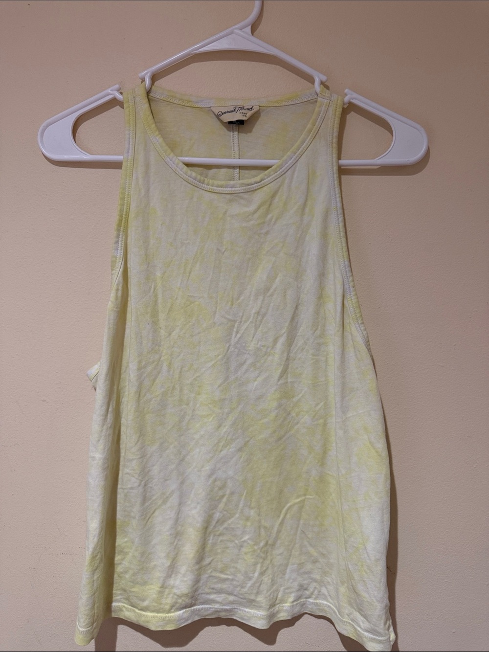 Universal Thread Light Yellow Tie-Dye Tank Top